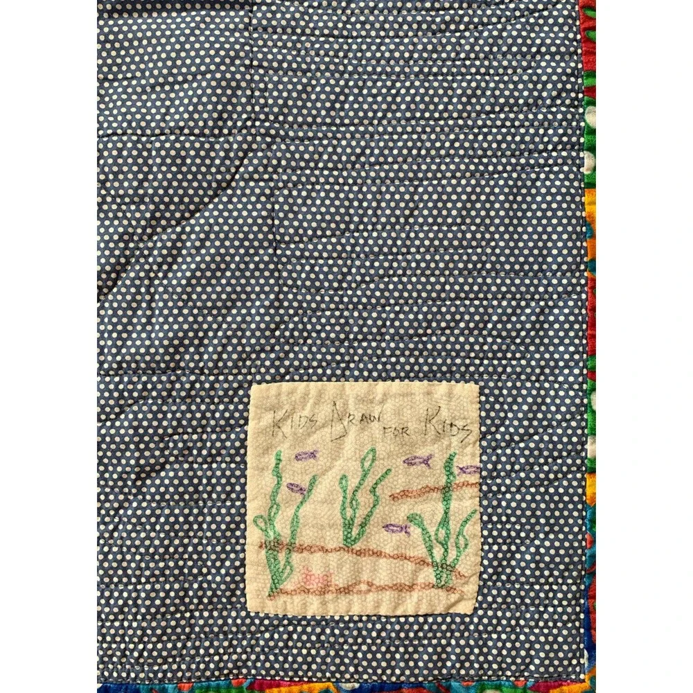 Kids Draw For Kids Ocean Life Fish Shark Turtle‎ Print Quilt Blanket 57